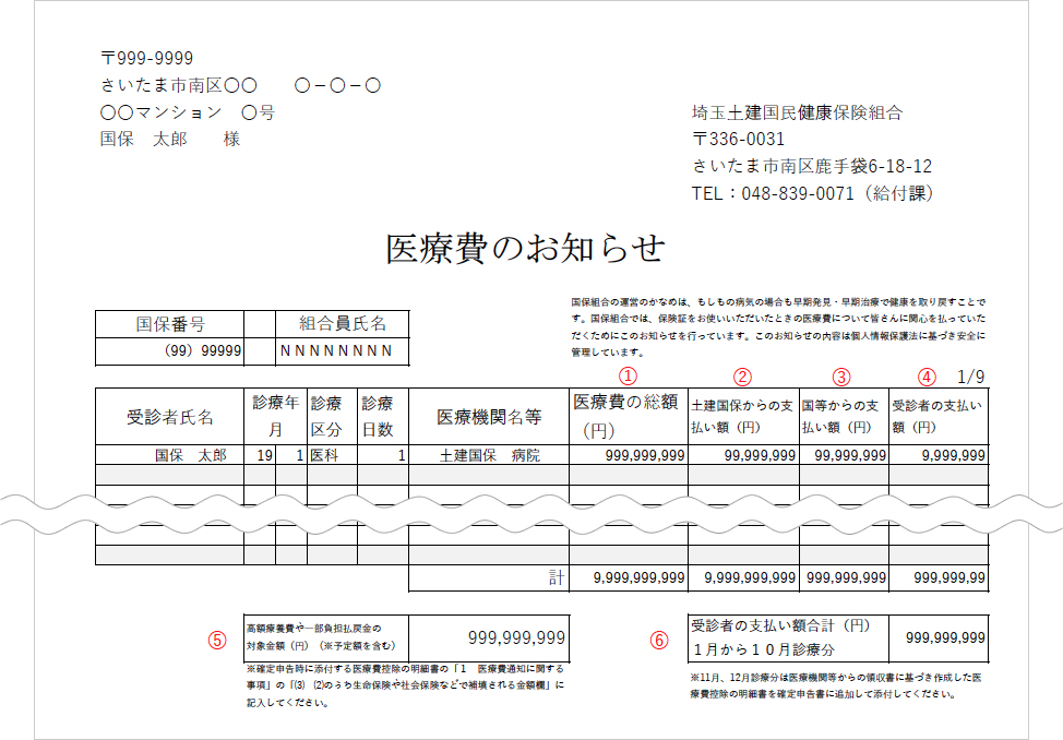 医療費のお知らせ