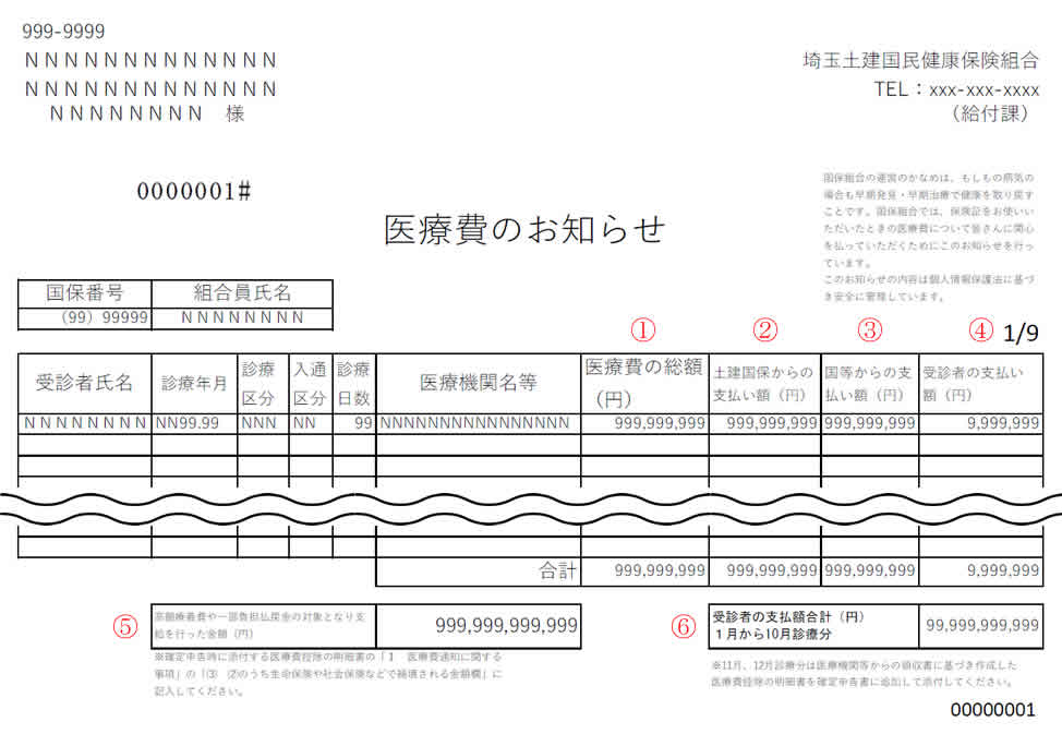 医療費のお知らせ